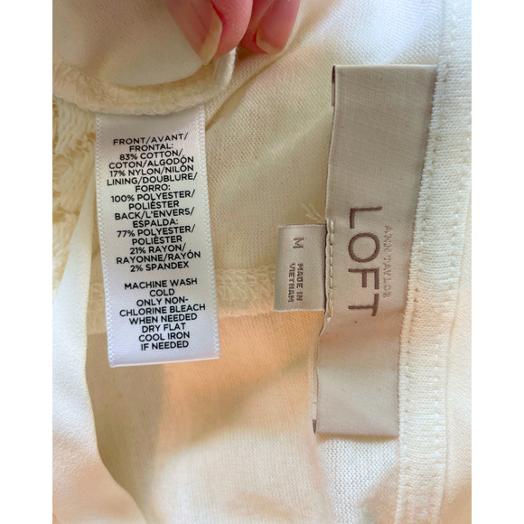 Lot of 2 Sz M White Knit Tank Tops WHBM Embellished Loft Lace Good for Layering - Picture 6 of 16